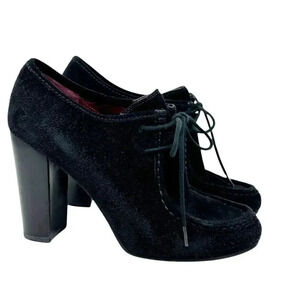Marc Jacobs black suede heeled lace up booties boots womens size 39 US size 8